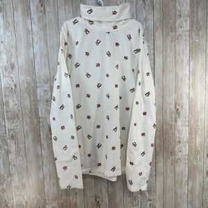 EH Classic Vintage Girls Ivory Turtleneck Horse‎ Equestrian Print Shirt Size 12
